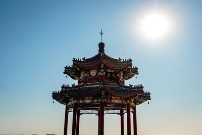 Low angle view of temple against clear sky