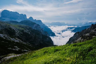 Scenic view of mountains against sky