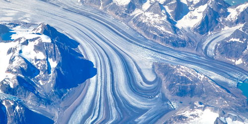 Aerial view of snowcapped mountains