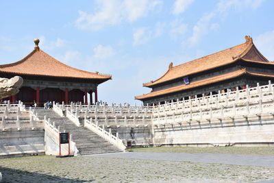 Low angle view of temple against sky