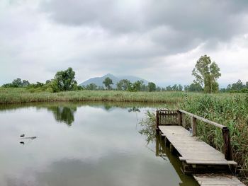 Scenic view of lake against sky