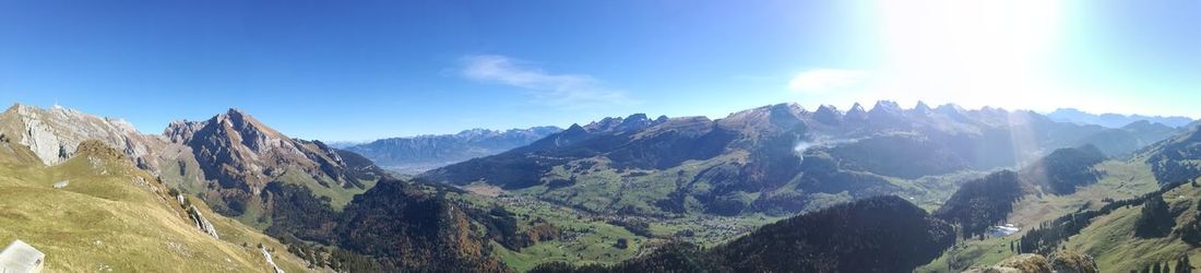 Panoramic view of mountains against sky