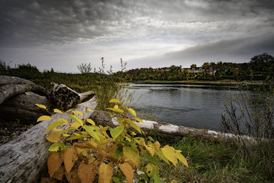 Scenic view of lake against sky