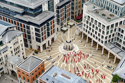 High angle view of buildings