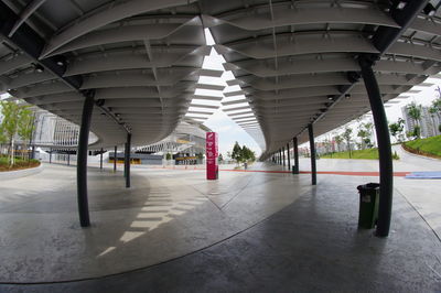 High angle view of cars in corridor