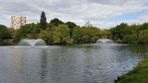 Scenic view of lake against sky