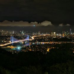 Illuminated cityscape at night