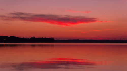 Scenic view of lake at sunset