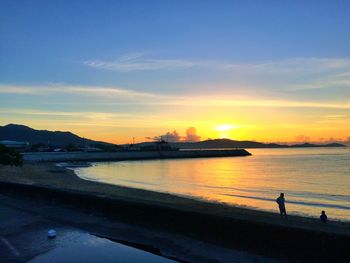 Scenic view of sea during sunset