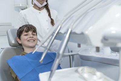 Portrait of female scientist working in hospital