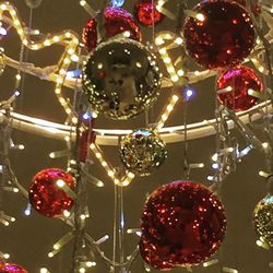 Close-up of christmas ornament on christmas tree