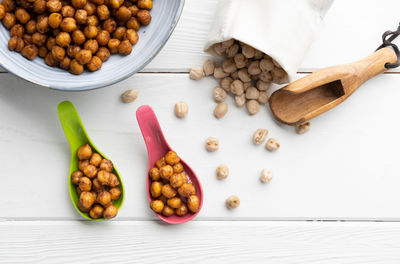 High angle view of vegetables on table