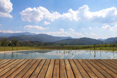 Scenic view of lake against sky