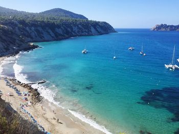 High angle view of beach against sky