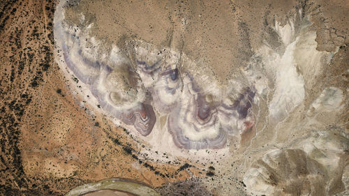 High angle view of sand on beach