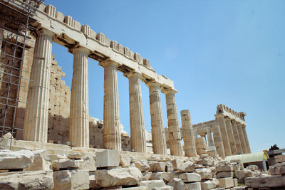 Low angle view of historical building against clear sky