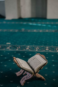 Close-up of open book on table