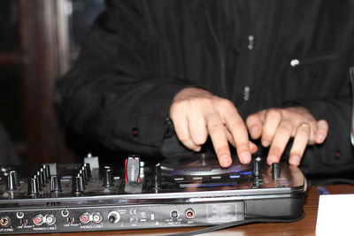 Dj turntable and his hands