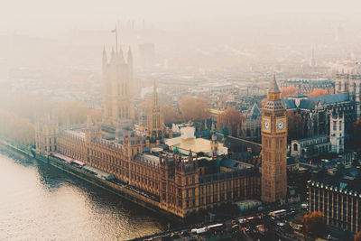 High angle view of buildings in london