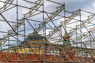 Low angle view of construction site against sky