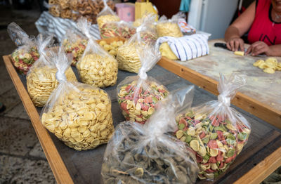 High angle view of food on table