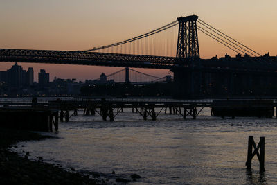 Suspension bridge over river