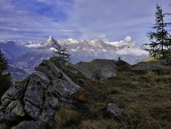 Scenic view of mountains against sky