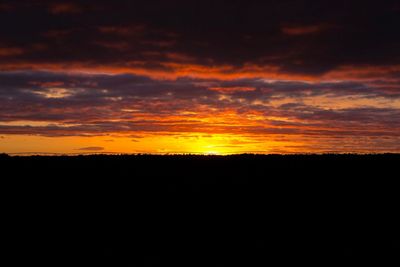 Scenic view of silhouette landscape against sky during sunset