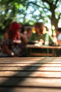 Close-up of wooden table