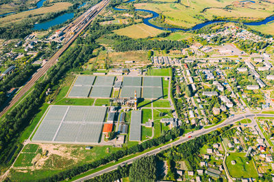 High angle view of cityscape