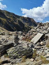 Scenic view of rocky mountains against sky