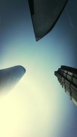 Low angle view of skyscrapers against sky