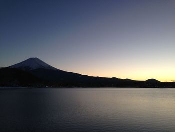Scenic view of lake against clear sky
