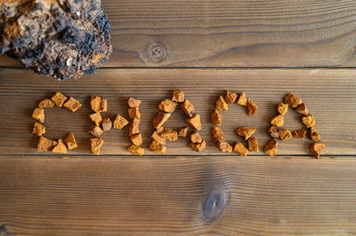 High angle view of cookies on table