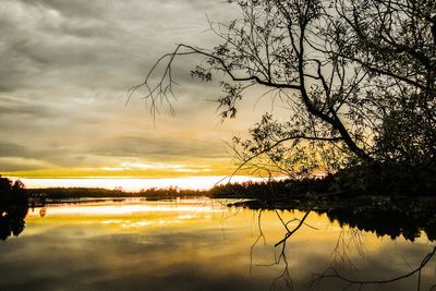 Scenic view of lake during sunset