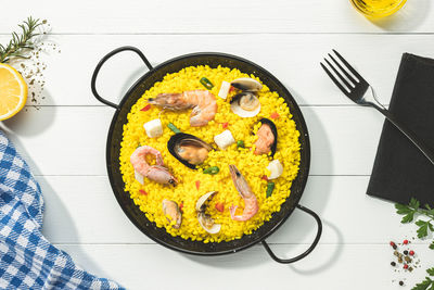 High angle view of food on table