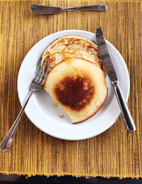 High angle view of breakfast on table