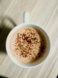 High angle view of coffee on table