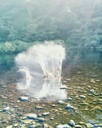 Water splashing in lake