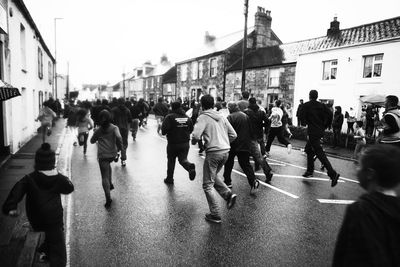 People walking on city street