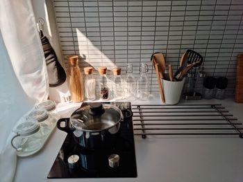 View of wine glass on table