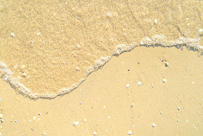 High angle view of sand at beach