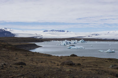 Landscape of the glacier lagoon of jokulsarlon