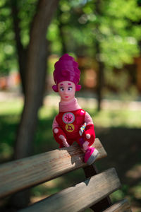 Close-up of child on tree