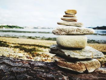 Stack of stones on beach