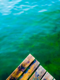 High angle view of pier on lake