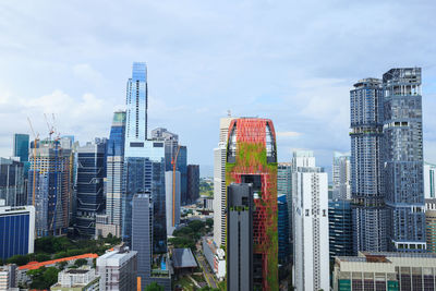 Panoramic view of buildings in city against sky