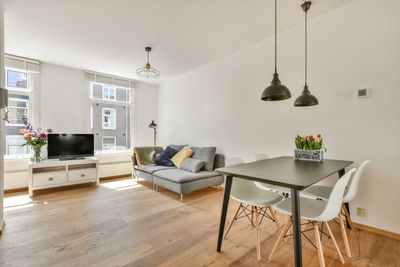 Empty chairs and table at home