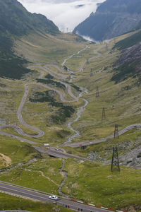 High angle view of road amidst landscape