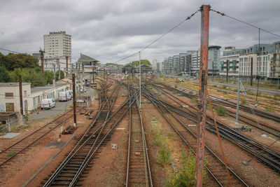 High angle view of railroad tracks